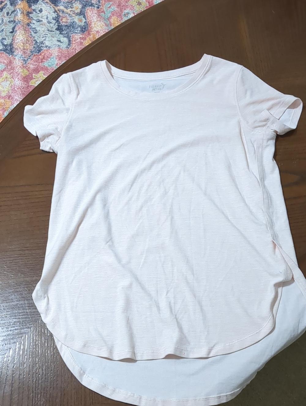 Old Navy Light Peach Scoop Neck Short Sleeve Tee High Low Hem